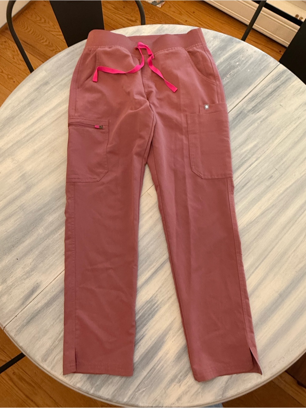 FIGS YOLA High Rise Slim Scrub Pants Dust Rose Mauve Yoga Waist Small